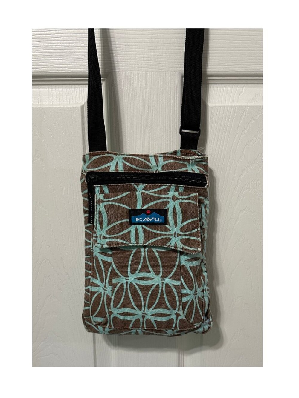 Kavu Crossbody Brown and Blue Geometric Print